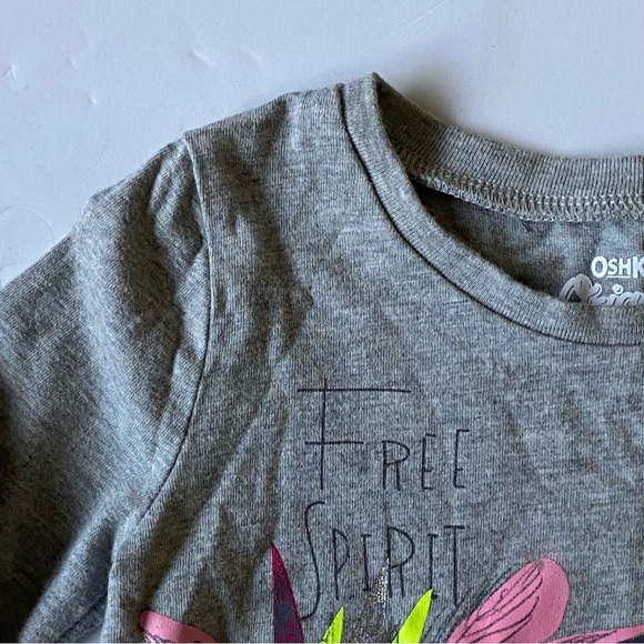Girls Shirt Size 18 Months Free Spirit Horse Feathers OshKosh B’Gosh Gray EUC - Picture 7 of 13